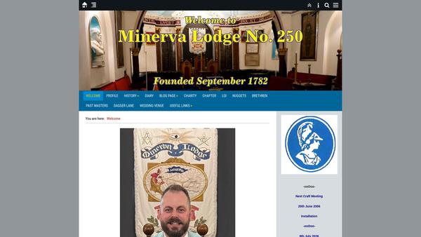 Screenshot of the The Minerva Lodge No 250 Benevolent Fund website