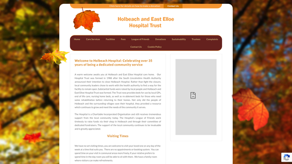Screenshot of the Holbeach And East Elloe Hospital Trust website