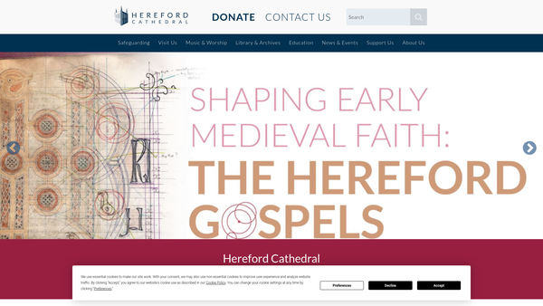 Screenshot of the Hereford Cathedral Roger Mynors Library Book Fund website