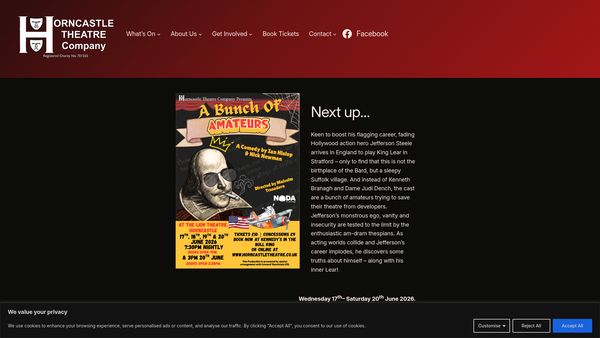 Screenshot of the Horncastle Theatre Company website