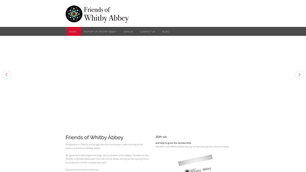 Screenshot of the Friends Of Whitby Abbey website