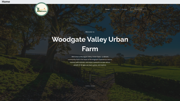 Screenshot of the Woodgate Valley Urban Farm Ltd website