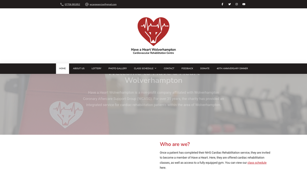 Screenshot of the Wolverhampton Coronary Aftercare Support Group website
