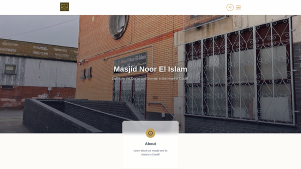 Screenshot of the Noor El Islam Mosque website