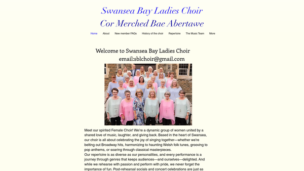 Screenshot of the Swansea Bay Ladies Choir website