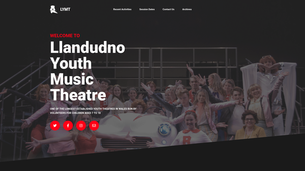 Screenshot of the The Llandudno Youth Music Theatre website