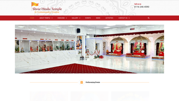 Screenshot of the Shree Hindu Temple And Community Centre website