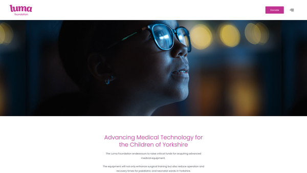 Screenshot of the Luma Foundation website