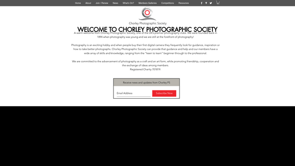 Screenshot of the Chorley Photographic Society website