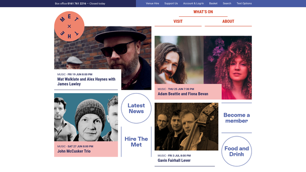 Screenshot of the Bury Metropolitan Arts Association website