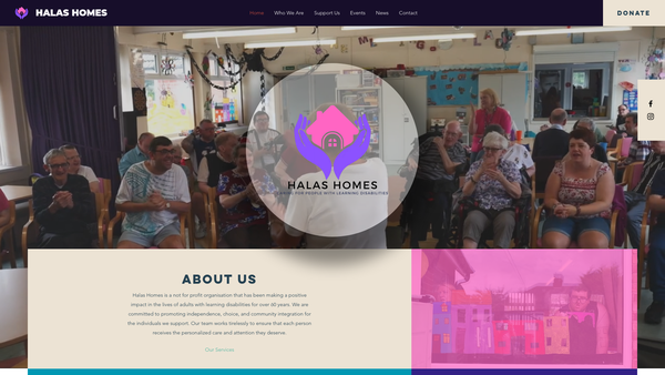 Screenshot of the Halas Homes website