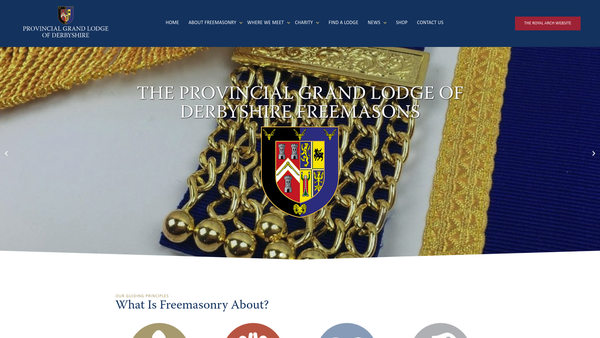 Screenshot of the Provincial Grand Charity Of The Province Of Derbyshire website