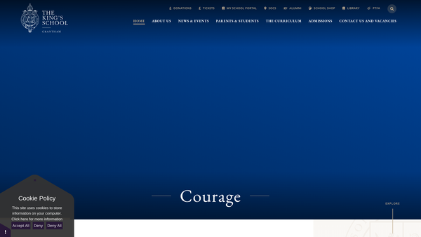 Screenshot of the New Trust For The King's School At Grantham In The County Of Lincoln website