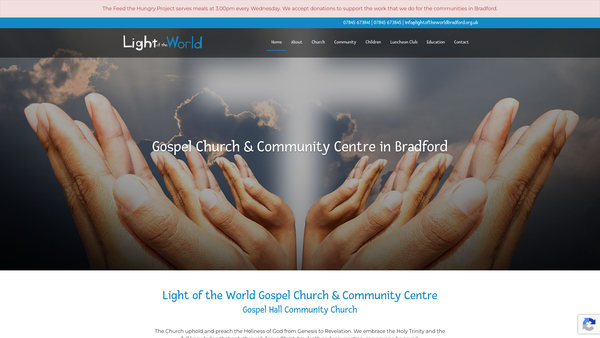 Screenshot of the The Light Of The World Gospel Hall Community Church website