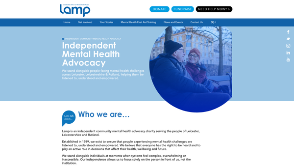 Screenshot of the Leicestershire Action For Mental Health Project website