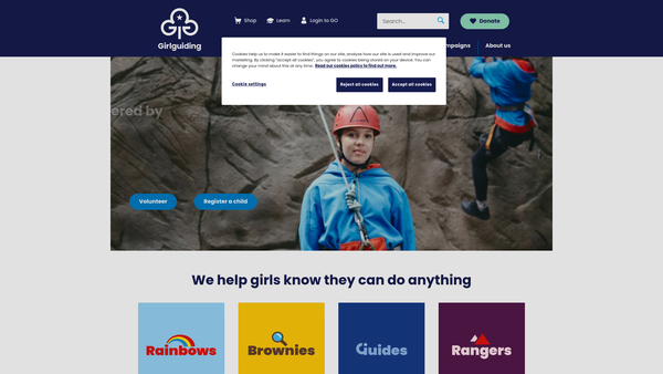 Screenshot of the Atherton And Tyldesley Division Girl Guides website