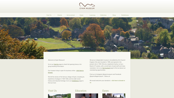 Screenshot of the Eyam Museum Limited website
