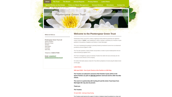 Screenshot of the Pewterspear Green Trust Limited website