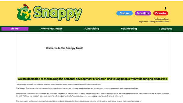 Screenshot of the The Snappy Trust website