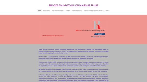 Screenshot of the Rhodes Foundation Scholarship Trust website