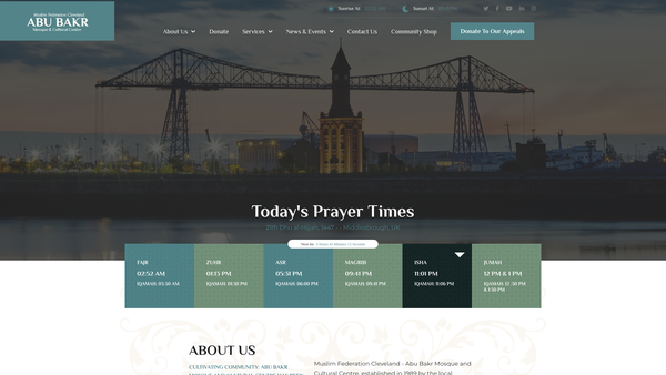 Screenshot of the Muslim Federation In Cleveland website