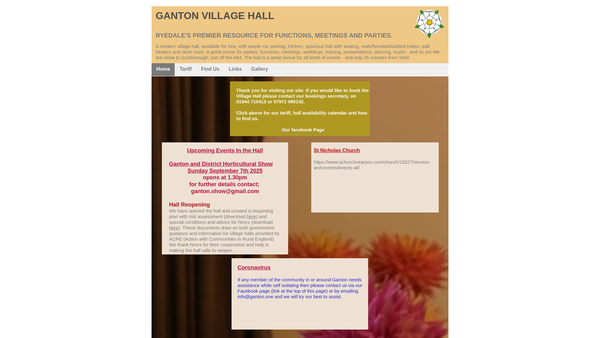Screenshot of the Ganton Village Hall Fund website