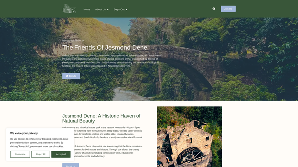 Screenshot of the The Friends Of Jesmond Dene website
