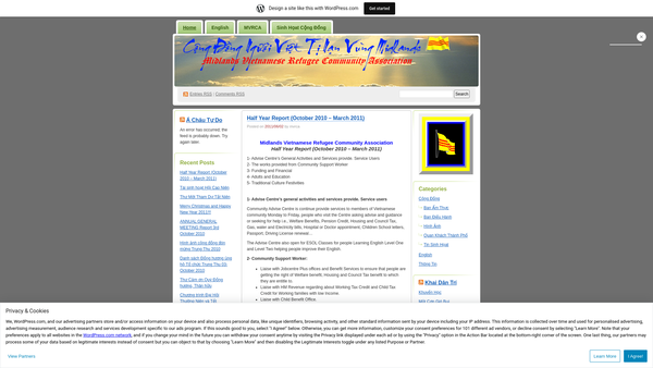 Screenshot of the Midland Vietnamese Community Association website