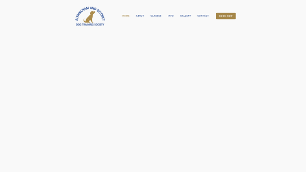 Screenshot of the The Altrincham And District Dog Training Society website