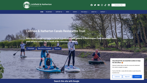 Screenshot of the Lichfield And Hatherton Canals Restoration Trust Limited website