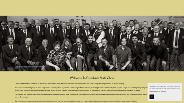 Screenshot of the Cwmbach Male Choir website