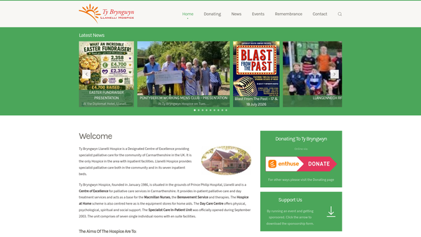 Screenshot of the The Llanelli-Dinefwr Hospice Appeal Fund website