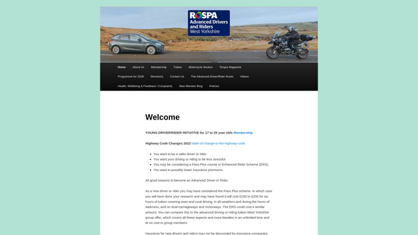 Screenshot of the The West Yorkshire Group Of The Rospa Advanced Drivers Association website