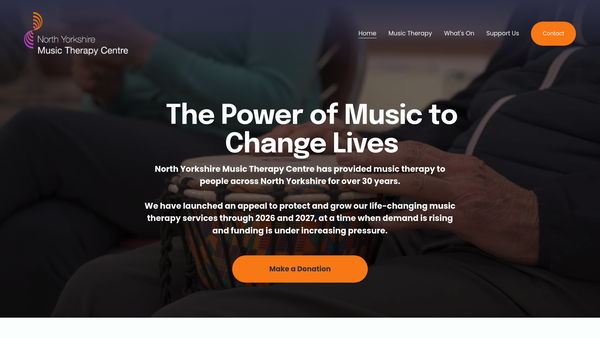 Screenshot of the North Yorkshire Music Therapy Centre website