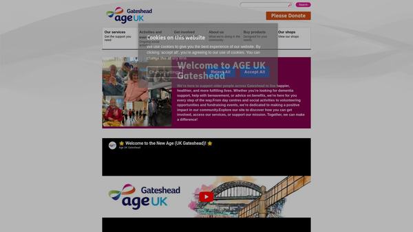 Screenshot of the Age UK Gateshead Limited website