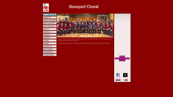 Screenshot of the Stourport Choral website