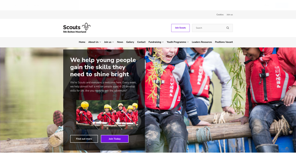 Screenshot of the 5th Bolton Scout Group website