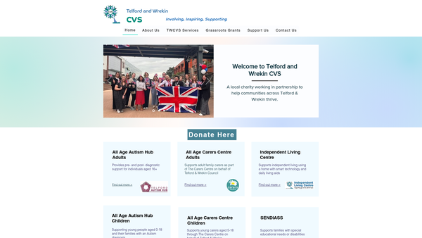 Screenshot of the Telford And Wrekin Council For Voluntary Service website