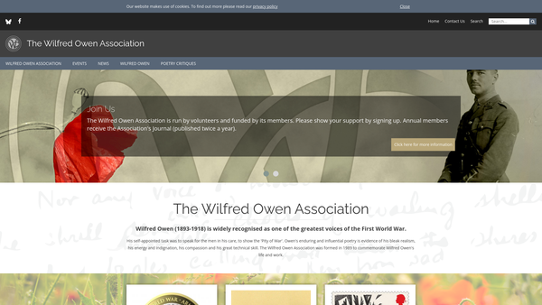 Screenshot of the Wilfred Owen Association website
