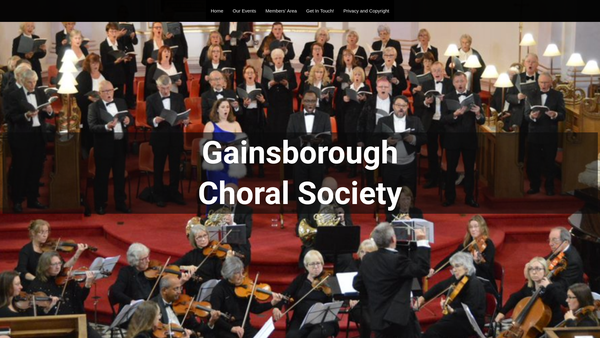 Screenshot of the Gainsborough Choral Society website