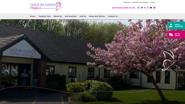 Screenshot of the Halton Haven Hospice website