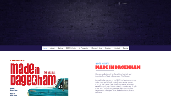 Screenshot of the Quarry Bank Musical Theatre Society website