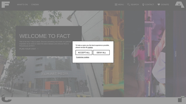 Screenshot of the FACT Liverpool website