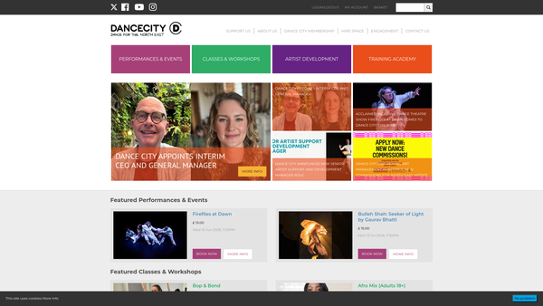 Screenshot of the Dance North website