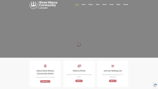 Screenshot of the Shree Wanza Community Leicester website