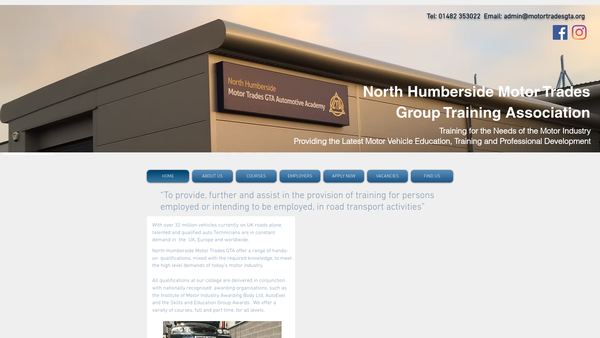 Screenshot of the North Humberside Motor Trades Group Training Association website
