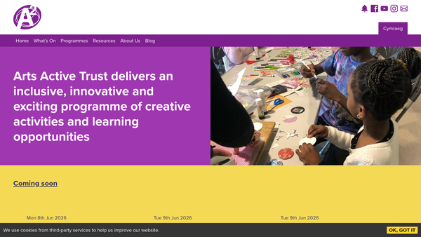 Screenshot of the Arts Active Trust website