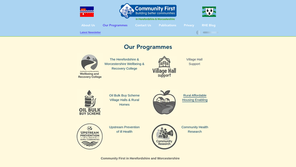 Screenshot of the Community First In Herefordshire & Worcestershire website