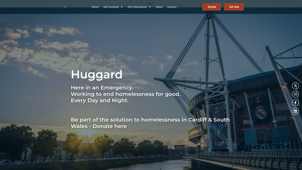 Screenshot of the Huggard website