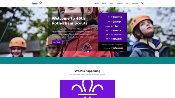 Screenshot of the 46th Rotherham Scouts website